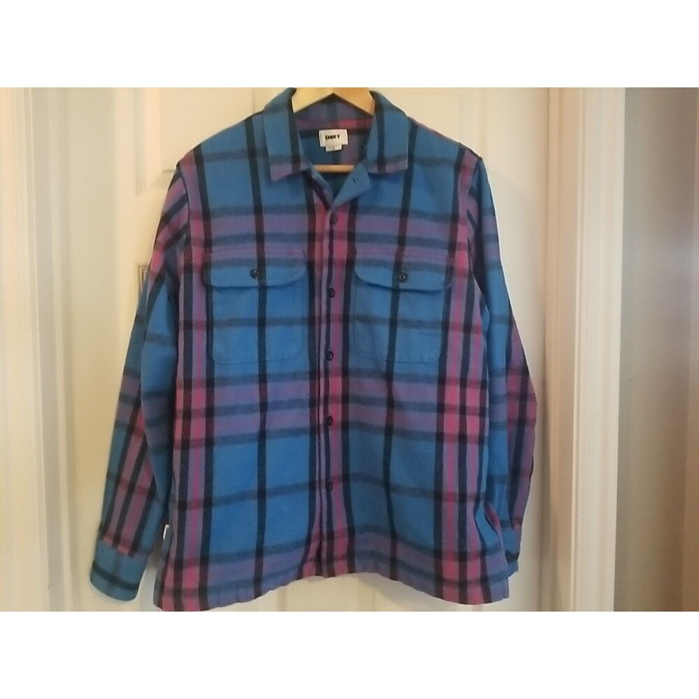 Obey Mens Medium Thick Button Up Shirt
